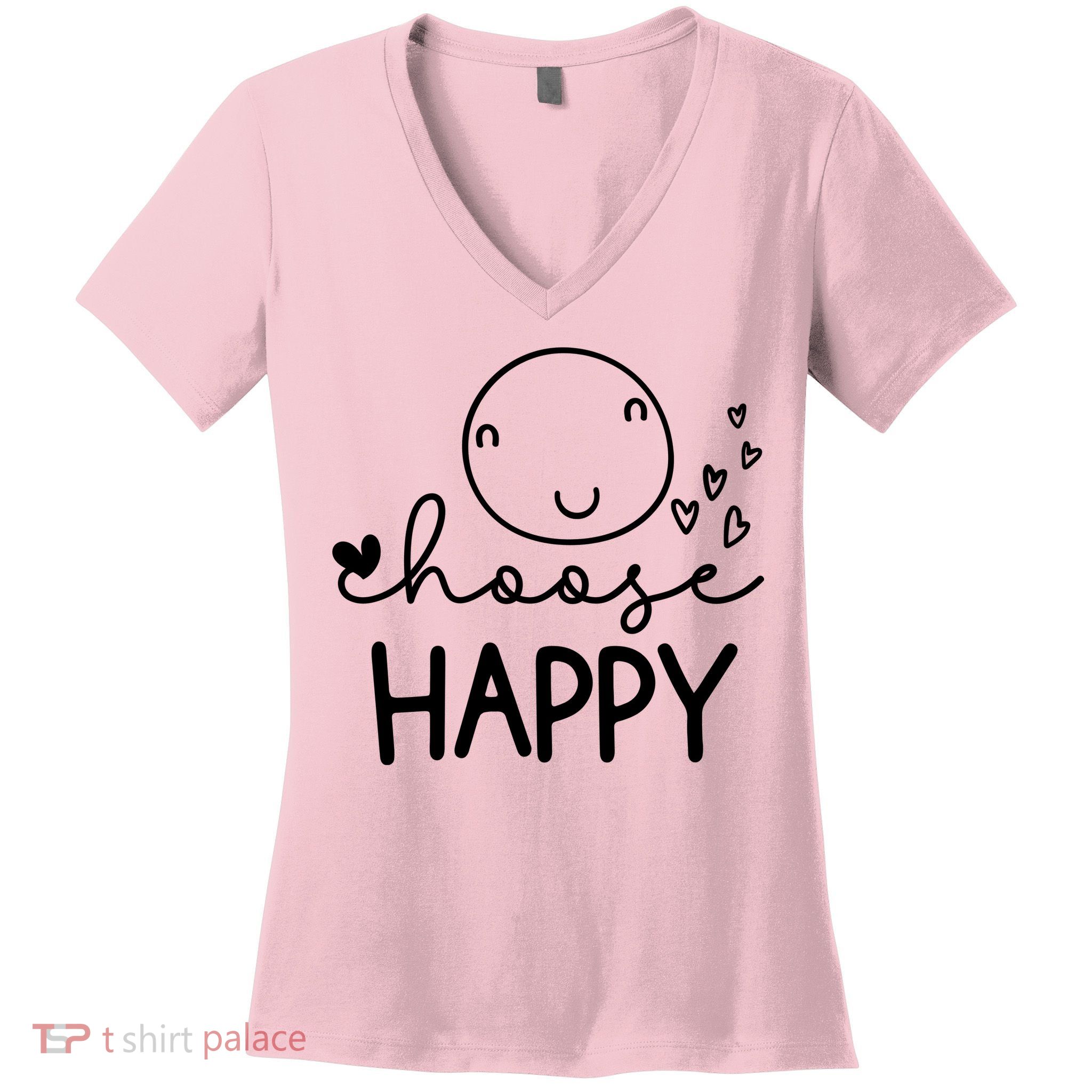 Choose Happy Cute Smile Face Women's V-Neck T-Shirt