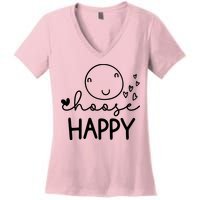 Choose Happy Cute Smile Face Women's V-Neck T-Shirt