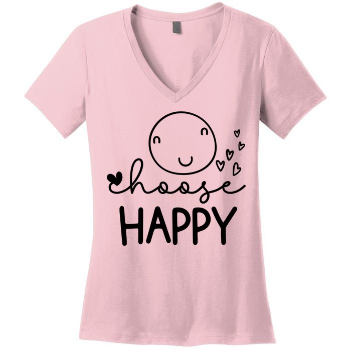 Choose Happy Cute Smile Face Women's V-Neck T-Shirt