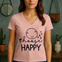 Choose Happy Cute Smile Face Women's V-Neck T-Shirt
