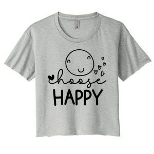 Choose Happy Cute Smile Face Women's Crop Top Tee