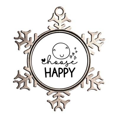 Choose Happy Cute Smile Face Metallic Star Ornament