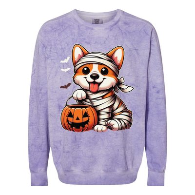 Cute Halloween Costume Welsh Corgi Mummy Dog Lover Colorblast Crewneck Sweatshirt