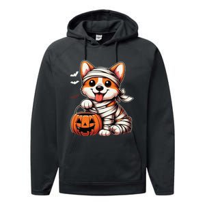 Cute Halloween Costume Welsh Corgi Mummy Dog Lover Performance Fleece Hoodie