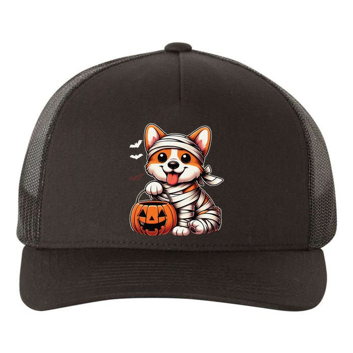 Cute Halloween Costume Welsh Corgi Mummy Dog Lover Yupoong Adult 5-Panel Trucker Hat