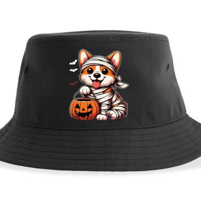 Cute Halloween Costume Welsh Corgi Mummy Dog Lover Sustainable Bucket Hat