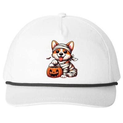 Cute Halloween Costume Welsh Corgi Mummy Dog Lover Snapback Five-Panel Rope Hat