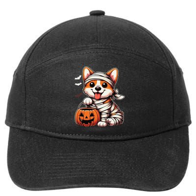 Cute Halloween Costume Welsh Corgi Mummy Dog Lover 7-Panel Snapback Hat