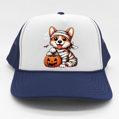 Cute Halloween Costume Welsh Corgi Mummy Dog Lover Trucker Hat