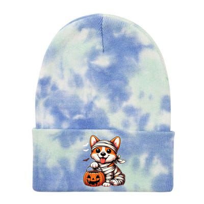 Cute Halloween Costume Welsh Corgi Mummy Dog Lover Tie Dye 12in Knit Beanie