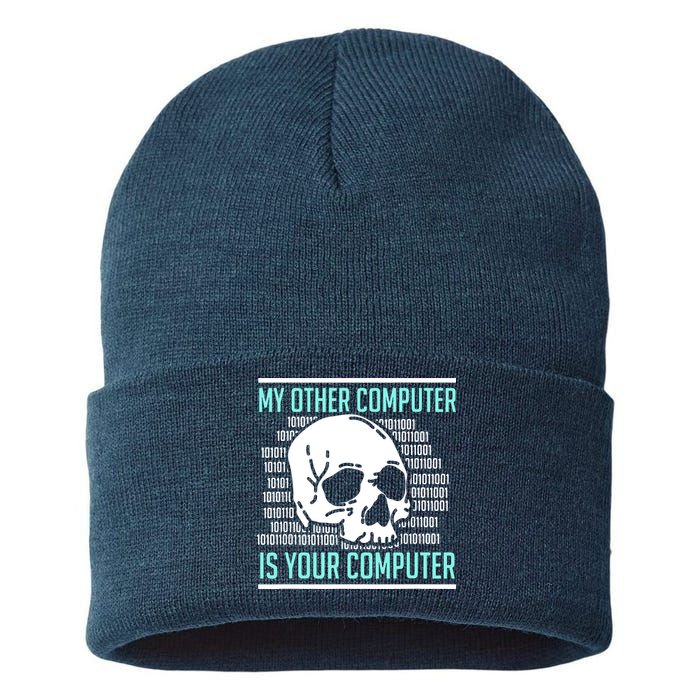 Cyber Hacker Computer Security Expert Cybersecurity Sustainable Knit Beanie
