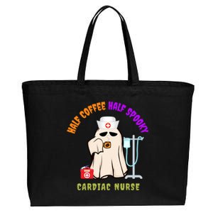 Cute Half Coffee Half Spooky Halloween Cardiac Nurse Funny Funny Gift Cotton Canvas Jumbo Tote