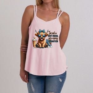 Cute Highland Cow IM Not A Hot Mess Im A Spicy Disaster Women's Strappy Tank