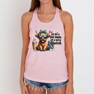 Cute Highland Cow IM Not A Hot Mess Im A Spicy Disaster Women's Knotted Racerback Tank