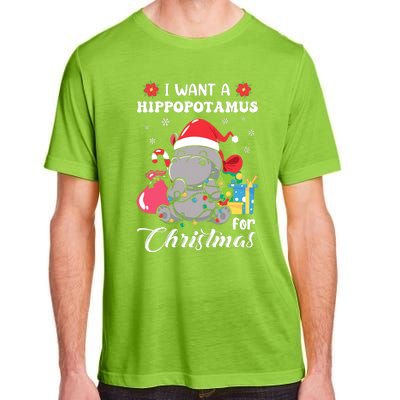 Christmas Hippopotamus Cute Xmas Hippo In Santa Hat Adult ChromaSoft Performance T-Shirt