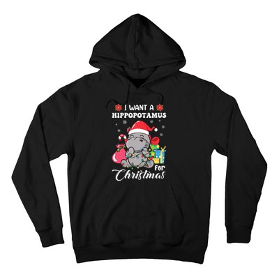 Christmas Hippopotamus Cute Xmas Hippo In Santa Hat Hoodie