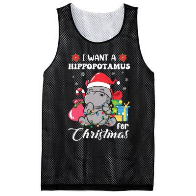 Christmas Hippopotamus Cute Xmas Hippo In Santa Hat Mesh Reversible Basketball Jersey Tank