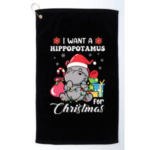 Christmas Hippopotamus Cute Xmas Hippo In Santa Hat Platinum Collection Golf Towel