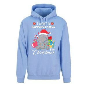 Christmas Hippopotamus Cute Xmas Hippo In Santa Hat Unisex Surf Hoodie