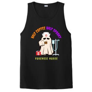 Cute Half Coffee Half Spooky Halloween Forensic Nurse Funny Gift PosiCharge Competitor Tank