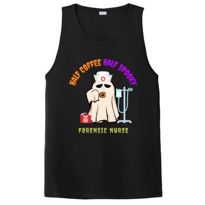 Cute Half Coffee Half Spooky Halloween Forensic Nurse Funny Gift PosiCharge Competitor Tank