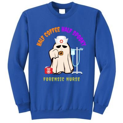 Cute Half Coffee Half Spooky Halloween Forensic Nurse Funny Gift Sweatshirt