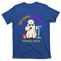 Cute Half Coffee Half Spooky Halloween Forensic Nurse Funny Gift T-Shirt