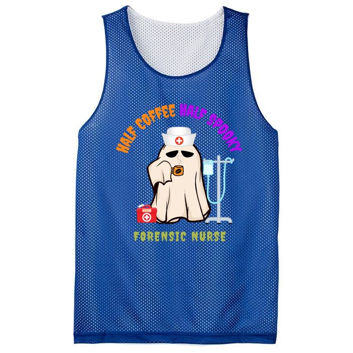 Cute Half Coffee Half Spooky Halloween Forensic Nurse Funny Gift Mesh Reversible Basketball Jersey Tank