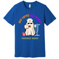 Cute Half Coffee Half Spooky Halloween Forensic Nurse Funny Gift Premium T-Shirt