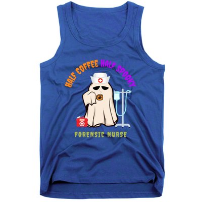 Cute Half Coffee Half Spooky Halloween Forensic Nurse Funny Gift Tank Top