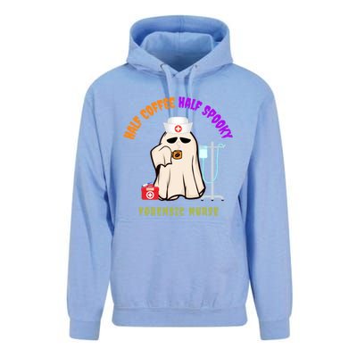 Cute Half Coffee Half Spooky Halloween Forensic Nurse Funny Gift Unisex Surf Hoodie