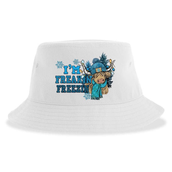 Christmas Highland Cow Country Western Christmas Sustainable Bucket Hat