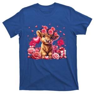 Cute Highland Cow Valentines Day Red Love Heart Cute Gift T-Shirt