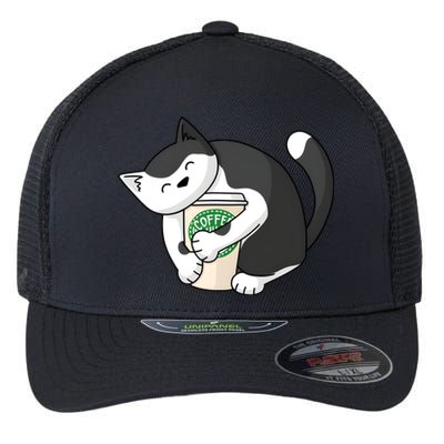 Coffee Hug Cat Coffee Lover Kitten Cute Pet Flexfit Unipanel Trucker Cap