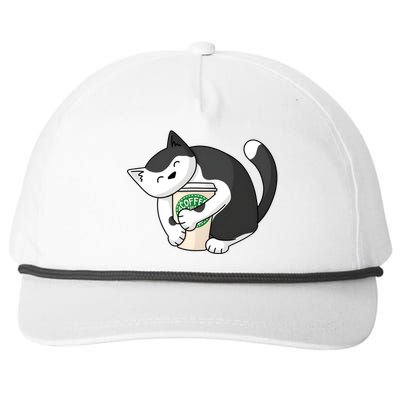 Coffee Hug Cat Coffee Lover Kitten Cute Pet Snapback Five-Panel Rope Hat