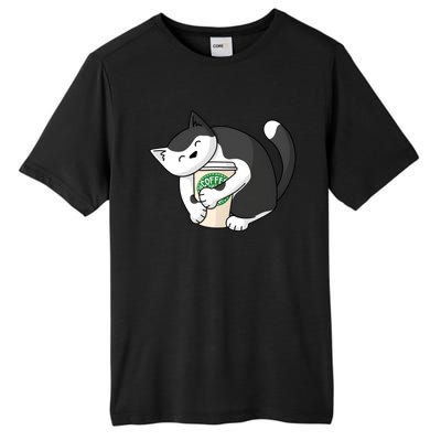 Coffee Hug Cat Coffee Lover Kitten Cute Pet Tall Fusion ChromaSoft Performance T-Shirt