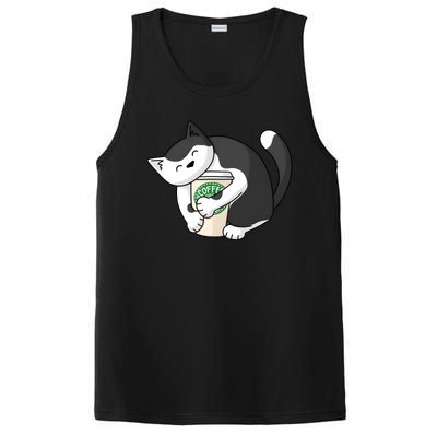 Coffee Hug Cat Coffee Lover Kitten Cute Pet PosiCharge Competitor Tank