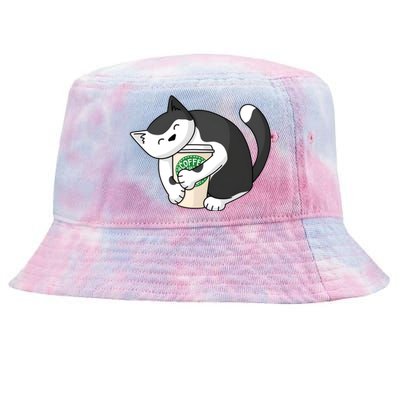 Coffee Hug Cat Coffee Lover Kitten Cute Pet Tie-Dyed Bucket Hat