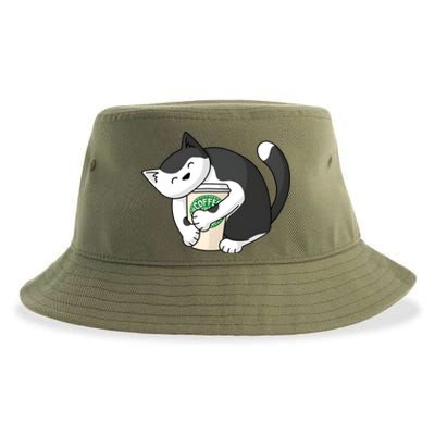 Coffee Hug Cat Coffee Lover Kitten Cute Pet Sustainable Bucket Hat