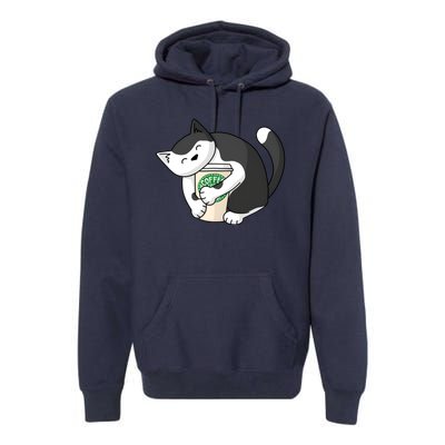 Coffee Hug Cat Coffee Lover Kitten Cute Pet Premium Hoodie