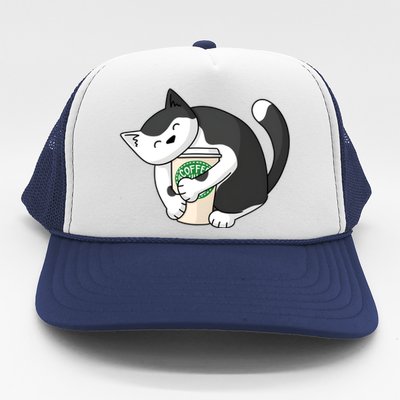 Coffee Hug Cat Coffee Lover Kitten Cute Pet Trucker Hat