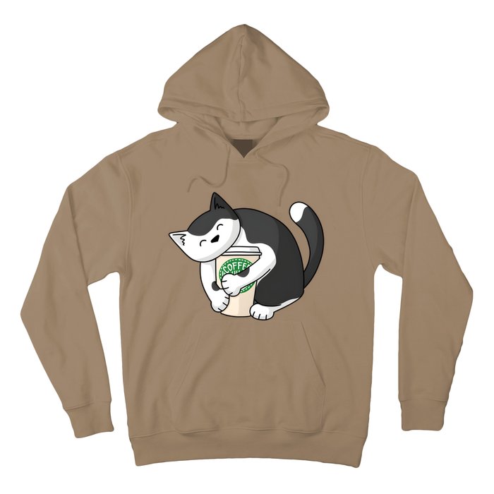 Coffee Hug Cat Coffee Lover Kitten Cute Pet Hoodie