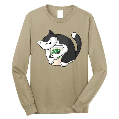 Coffee Hug Cat Coffee Lover Kitten Cute Pet Long Sleeve Shirt