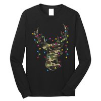 Christmas Holiday Camo Hunting Reindeer Deer Xmas Lights Long Sleeve Shirt