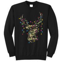 Christmas Holiday Camo Hunting Reindeer Deer Xmas Lights Sweatshirt