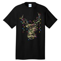 Christmas Holiday Camo Hunting Reindeer Deer Xmas Lights Tall T-Shirt