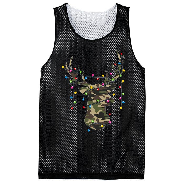 Christmas Holiday Camo Hunting Reindeer Deer Xmas Lights Mesh Reversible Basketball Jersey Tank