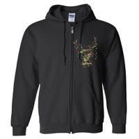 Christmas Holiday Camo Hunting Reindeer Deer Xmas Lights Full Zip Hoodie