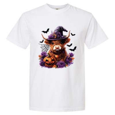 Cute Highland Cow Halloween Highland Cow Witch Cow Lover Garment-Dyed Heavyweight T-Shirt