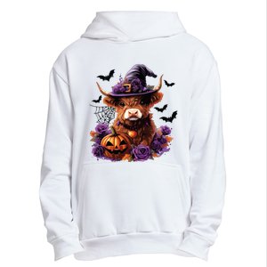 Cute Highland Cow Halloween Highland Cow Witch Cow Lover Urban Pullover Hoodie